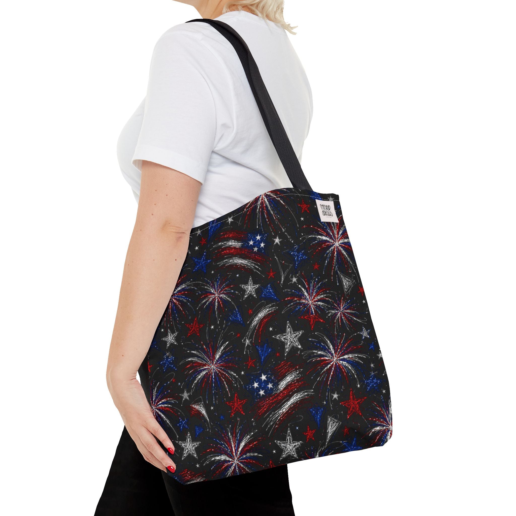 Fireworks Pattern - 4th of July - All Over Print Tote Bag - Black