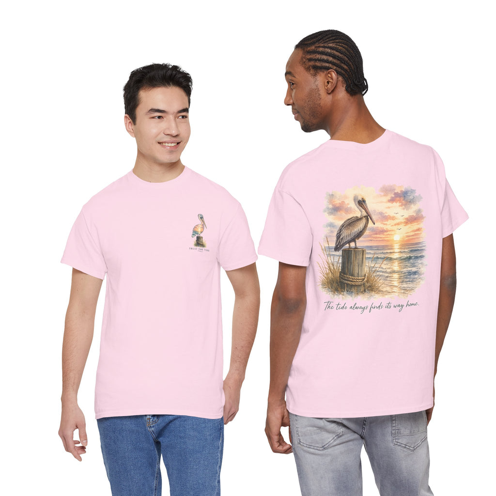 Graceful Swan - Peaceful Lake Sunset Graphic T-Shirt