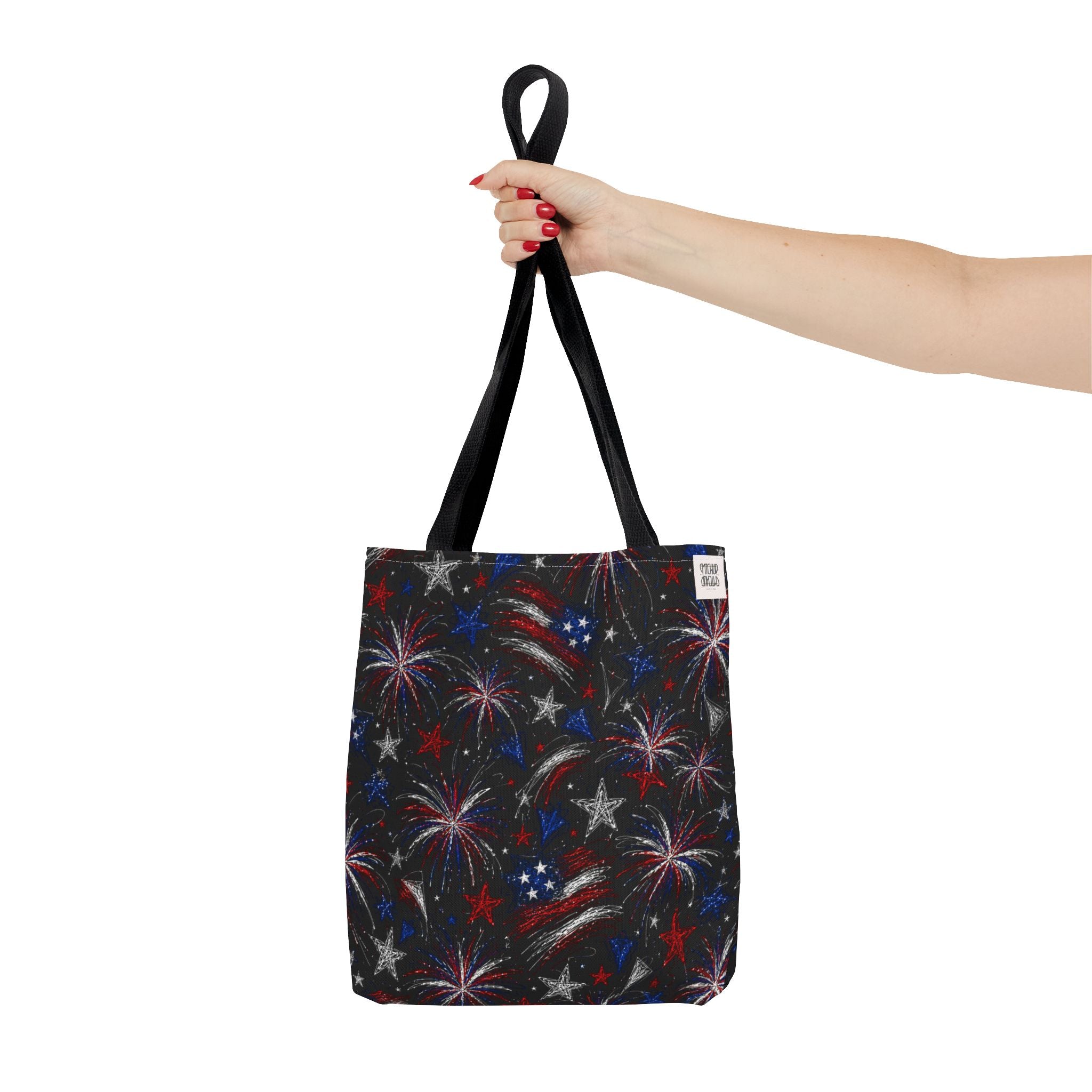 Fireworks Pattern - 4th of July - All Over Print Tote Bag - Black