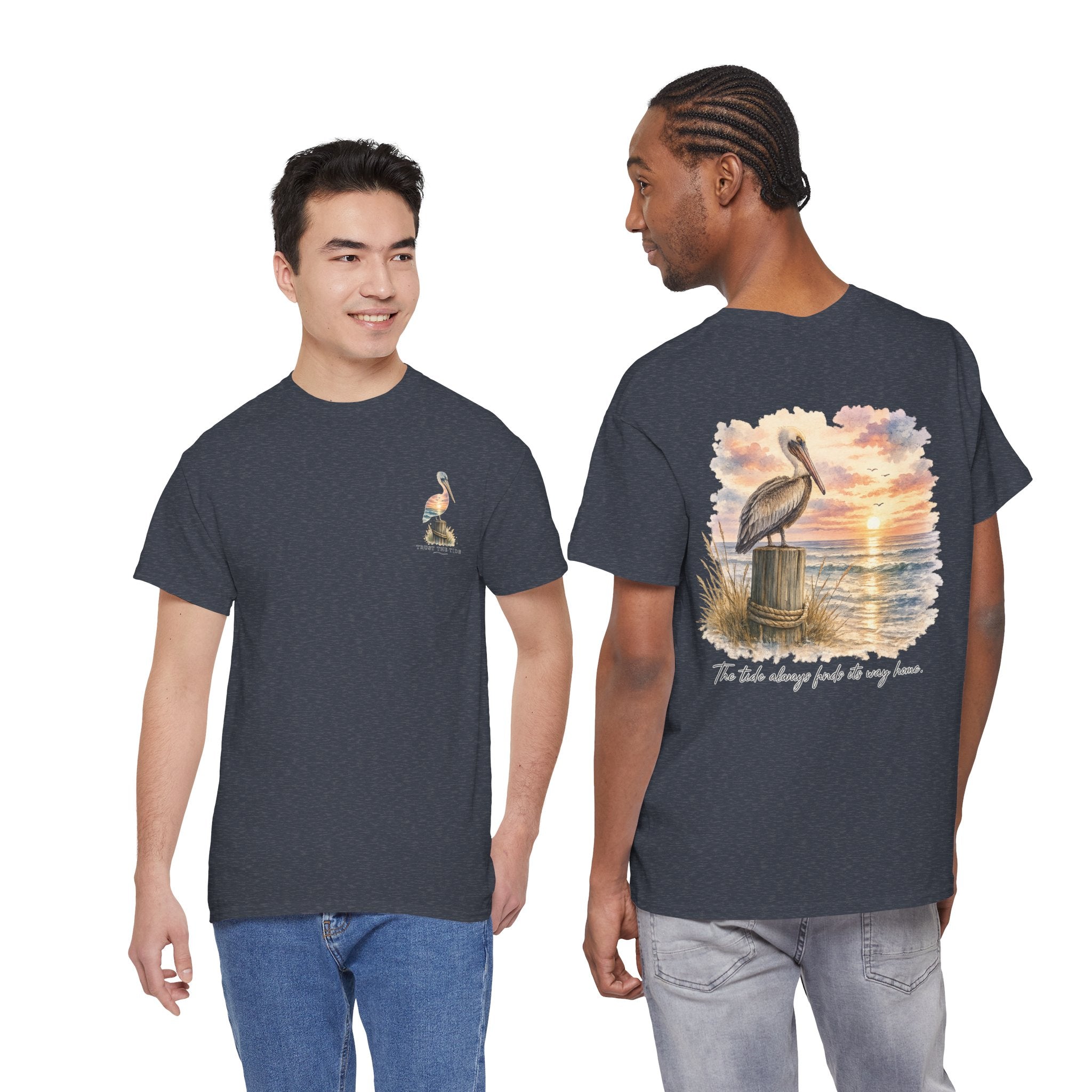Graceful Swan - Peaceful Lake Sunset Graphic T-Shirt