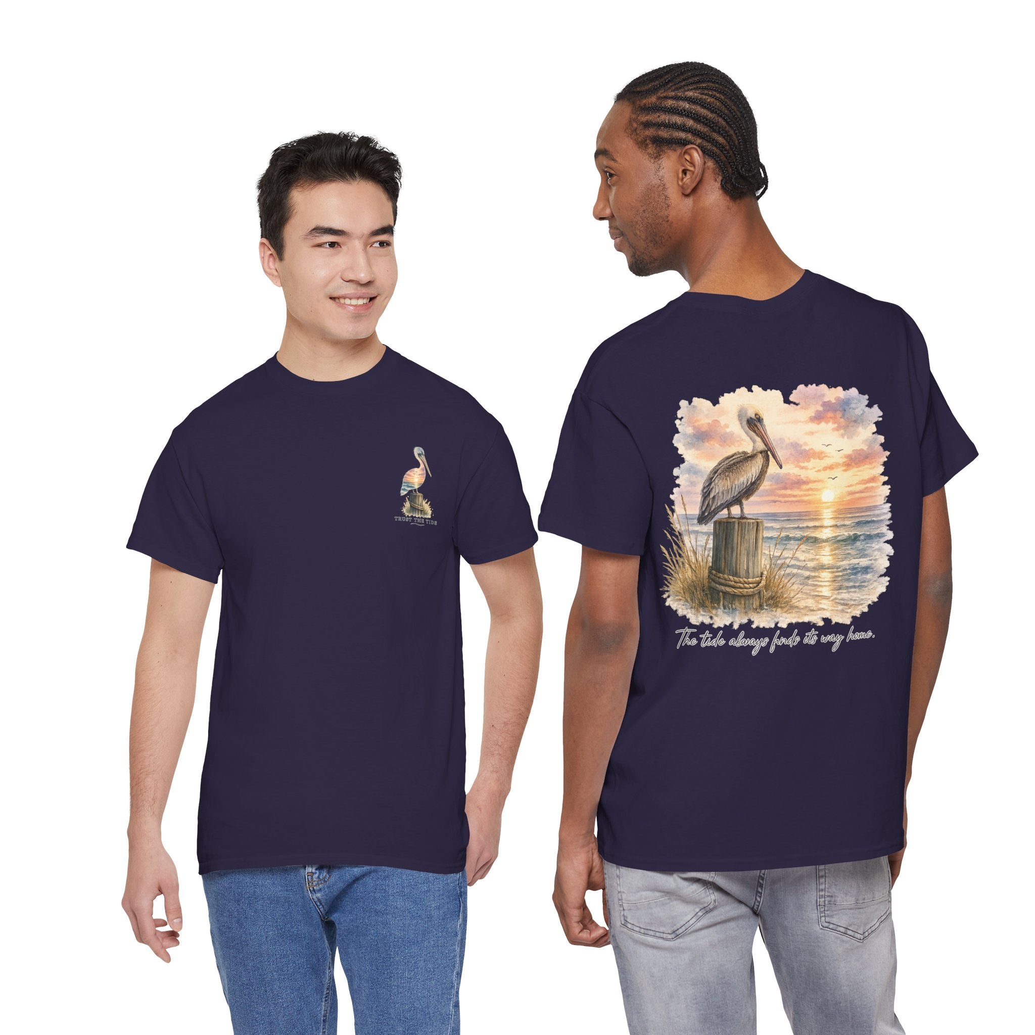 Graceful Swan - Peaceful Lake Sunset Graphic T-Shirt