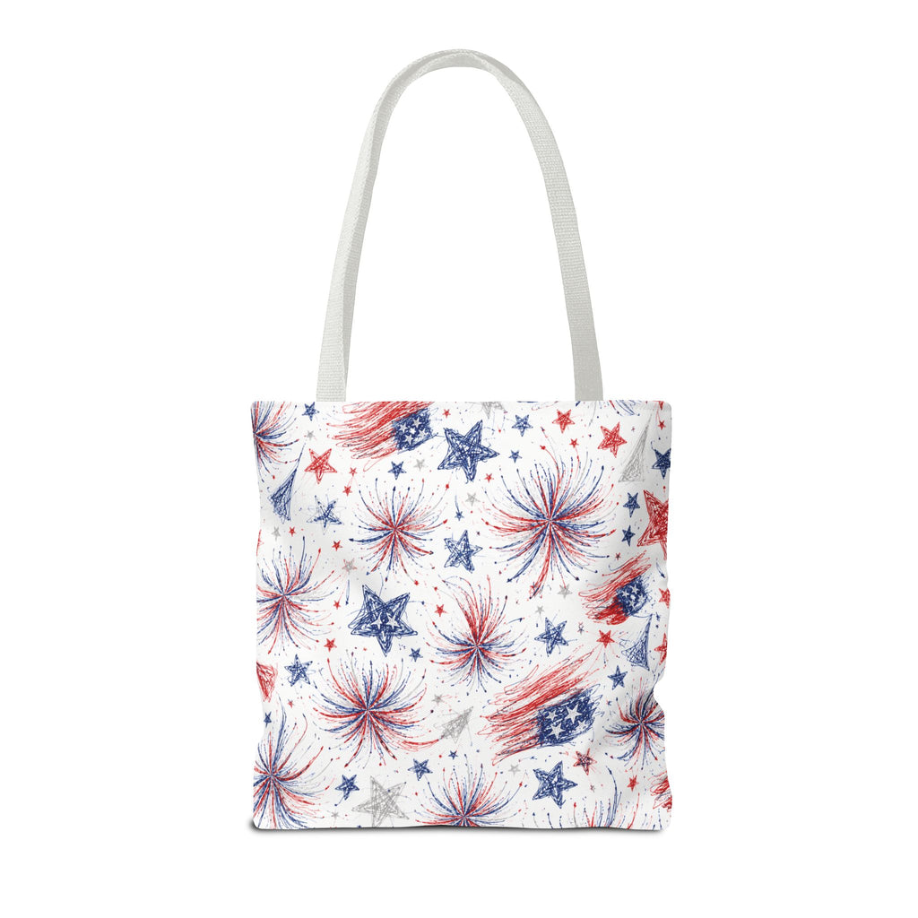 Fireworks Pattern - 4th of July - All Over Print Tote Bag - White