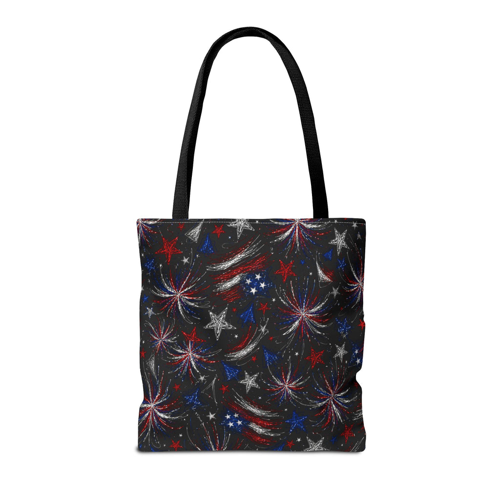 Fireworks Pattern - 4th of July - All Over Print Tote Bag - Black