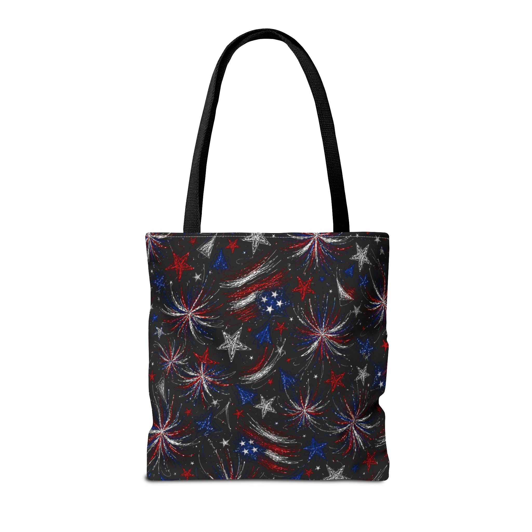 Fireworks Pattern - 4th of July - All Over Print Tote Bag - Black