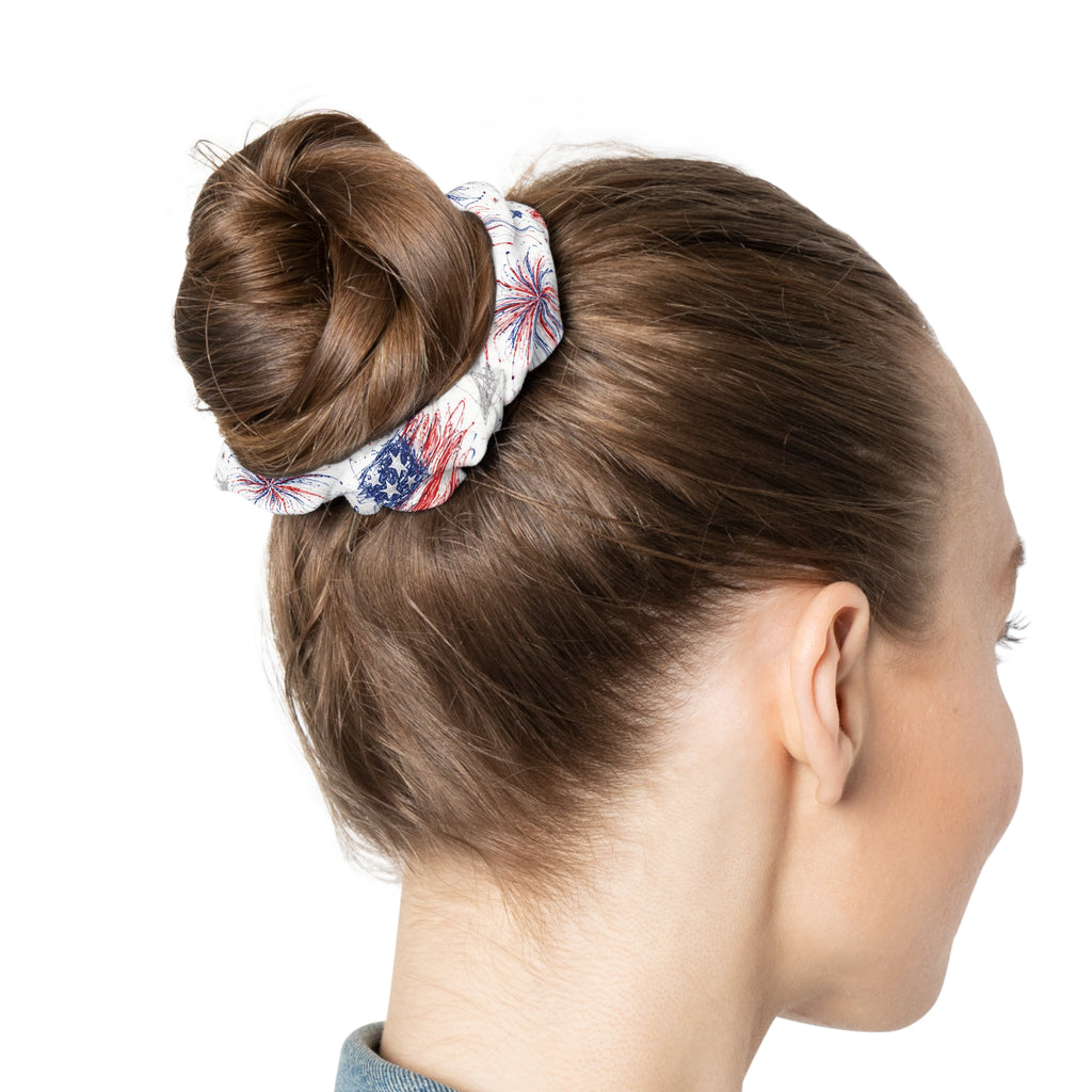 Blooming Freedom - USA Floral - Scrunchie - White
