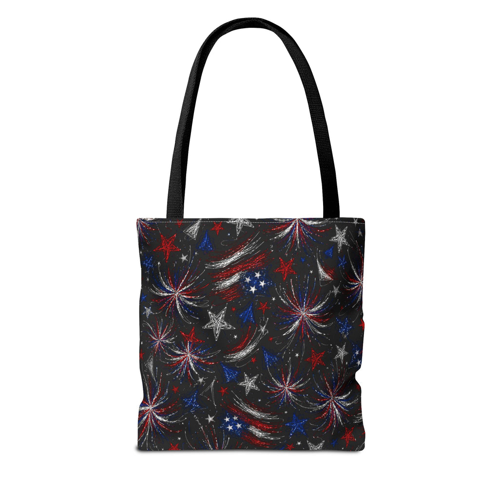 Fireworks Pattern - 4th of July - All Over Print Tote Bag - Black