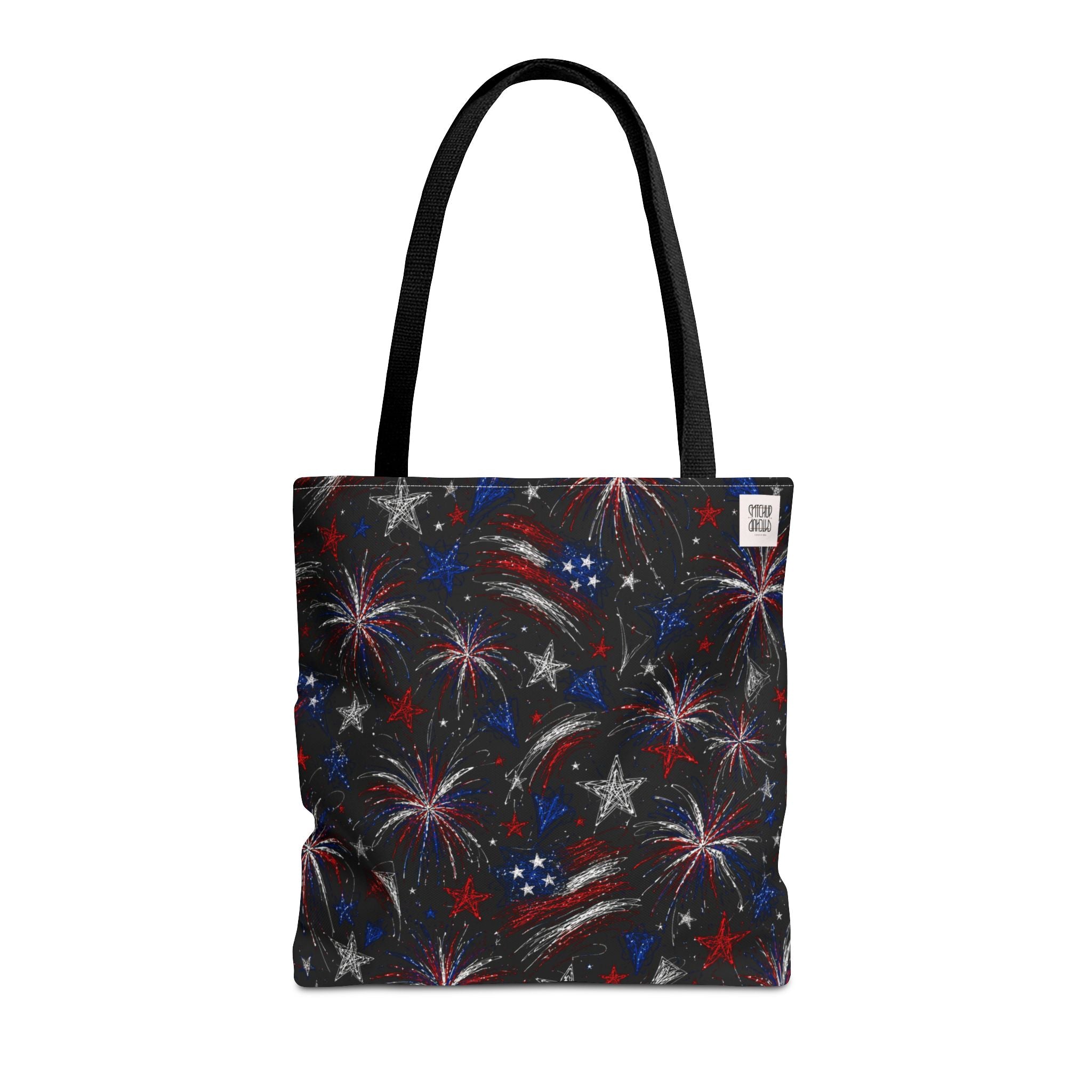 Fireworks Pattern - 4th of July - All Over Print Tote Bag - Black