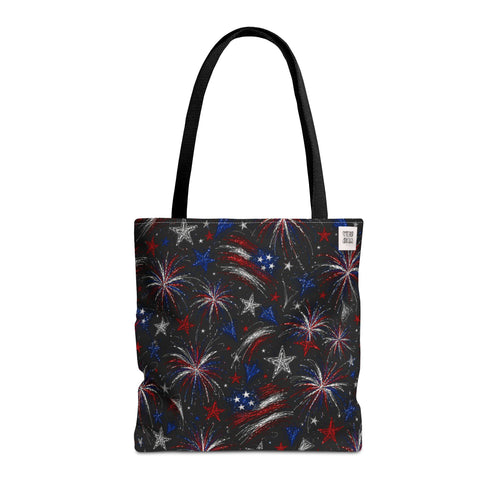 Fireworks Pattern - 4th of July - All Over Print Tote Bag - Black