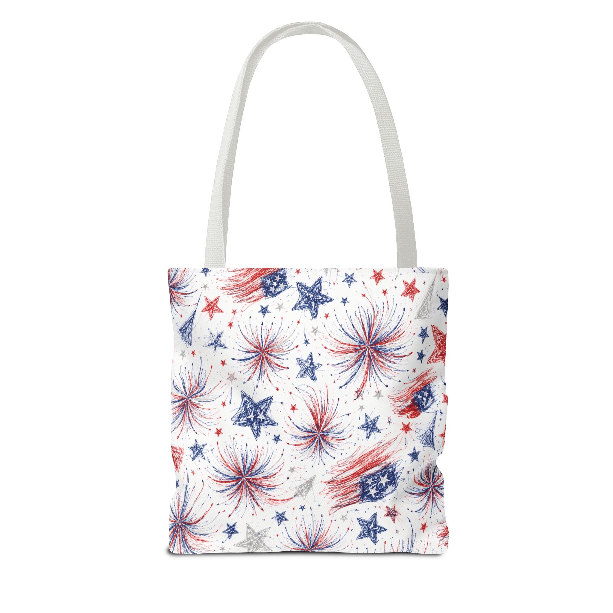 Fireworks Pattern - 4th of July - All Over Print Tote Bag - White