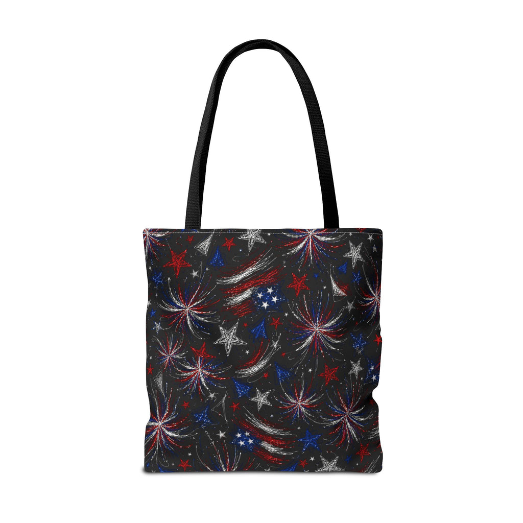 Fireworks Pattern - 4th of July - All Over Print Tote Bag - Black