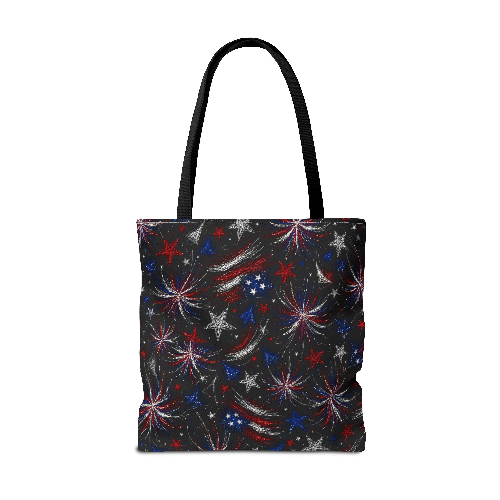 Fireworks Pattern - 4th of July - All Over Print Tote Bag - Black