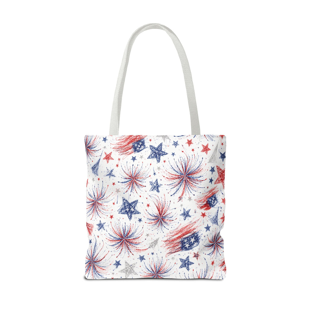 Fireworks Pattern - 4th of July - All Over Print Tote Bag - White