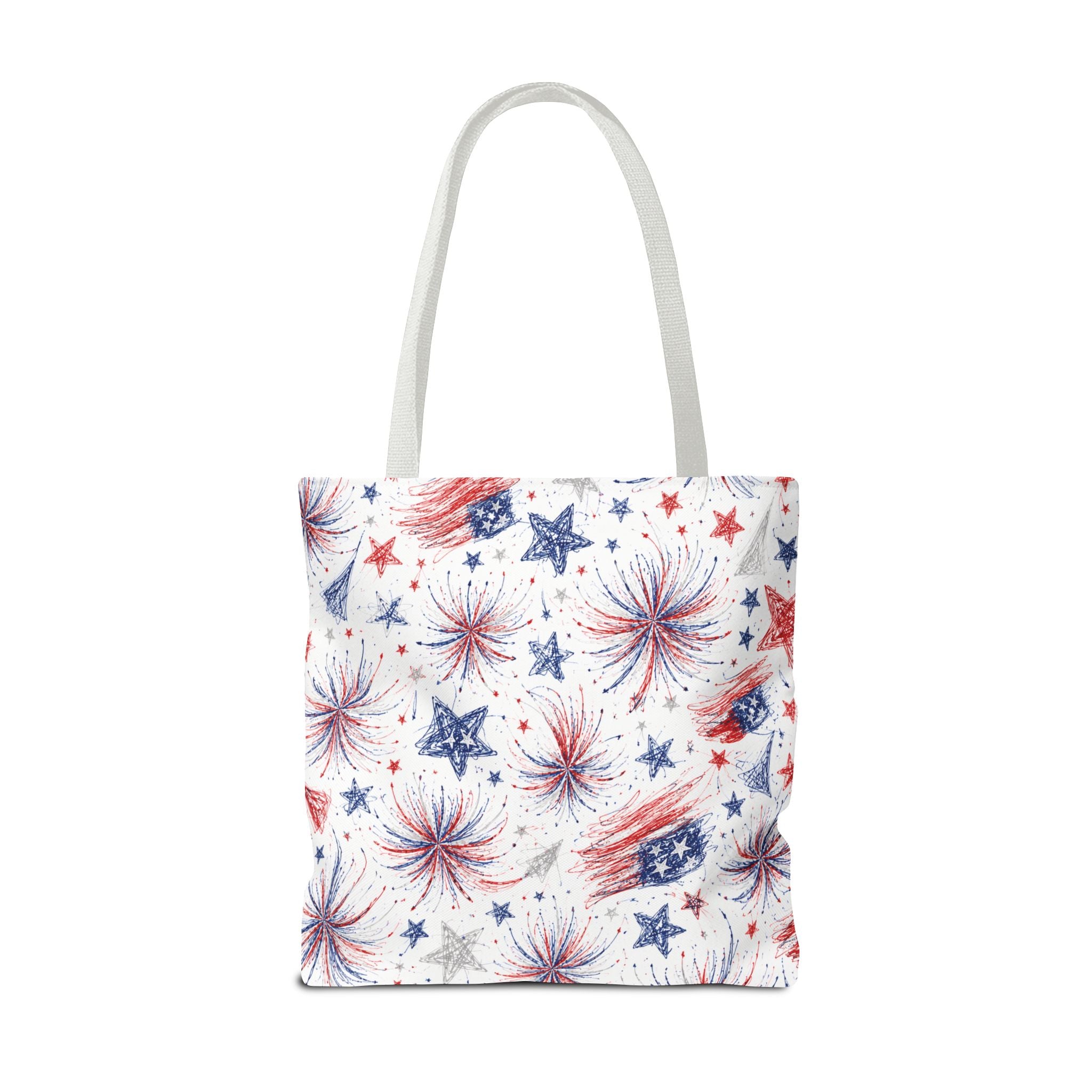 Fireworks Pattern - 4th of July - All Over Print Tote Bag - White