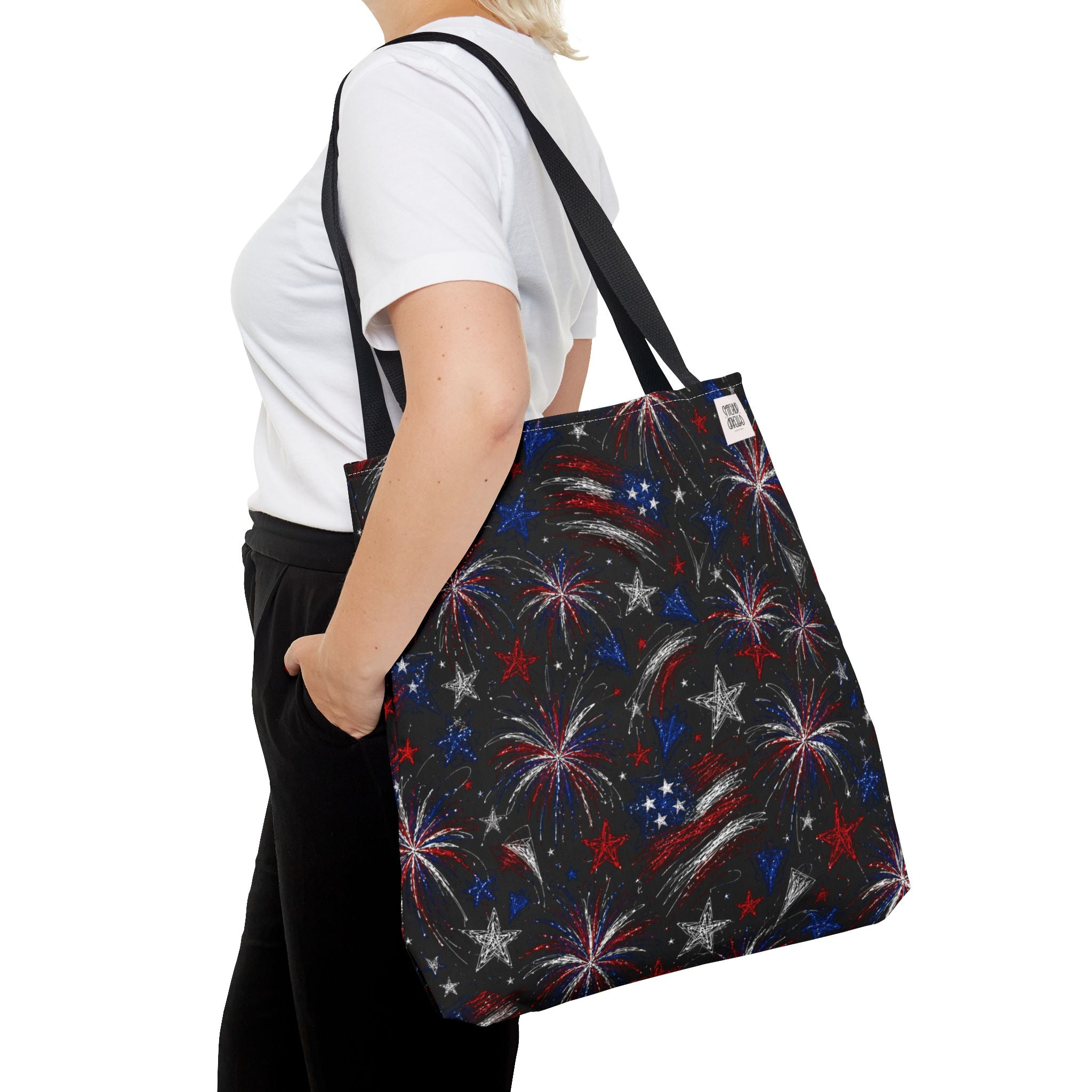 Fireworks Pattern - 4th of July - All Over Print Tote Bag - Black