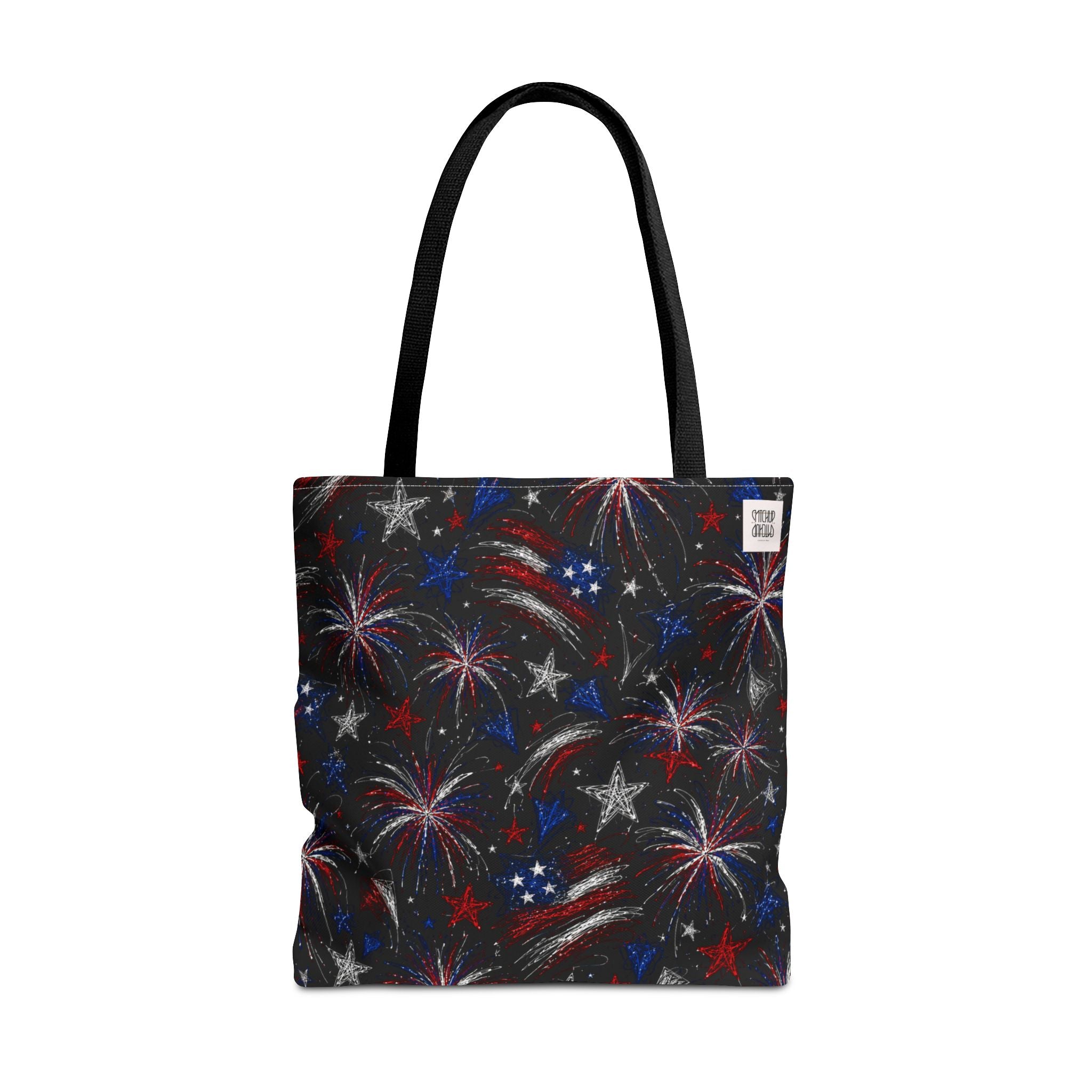 Fireworks Pattern - 4th of July - All Over Print Tote Bag - Black