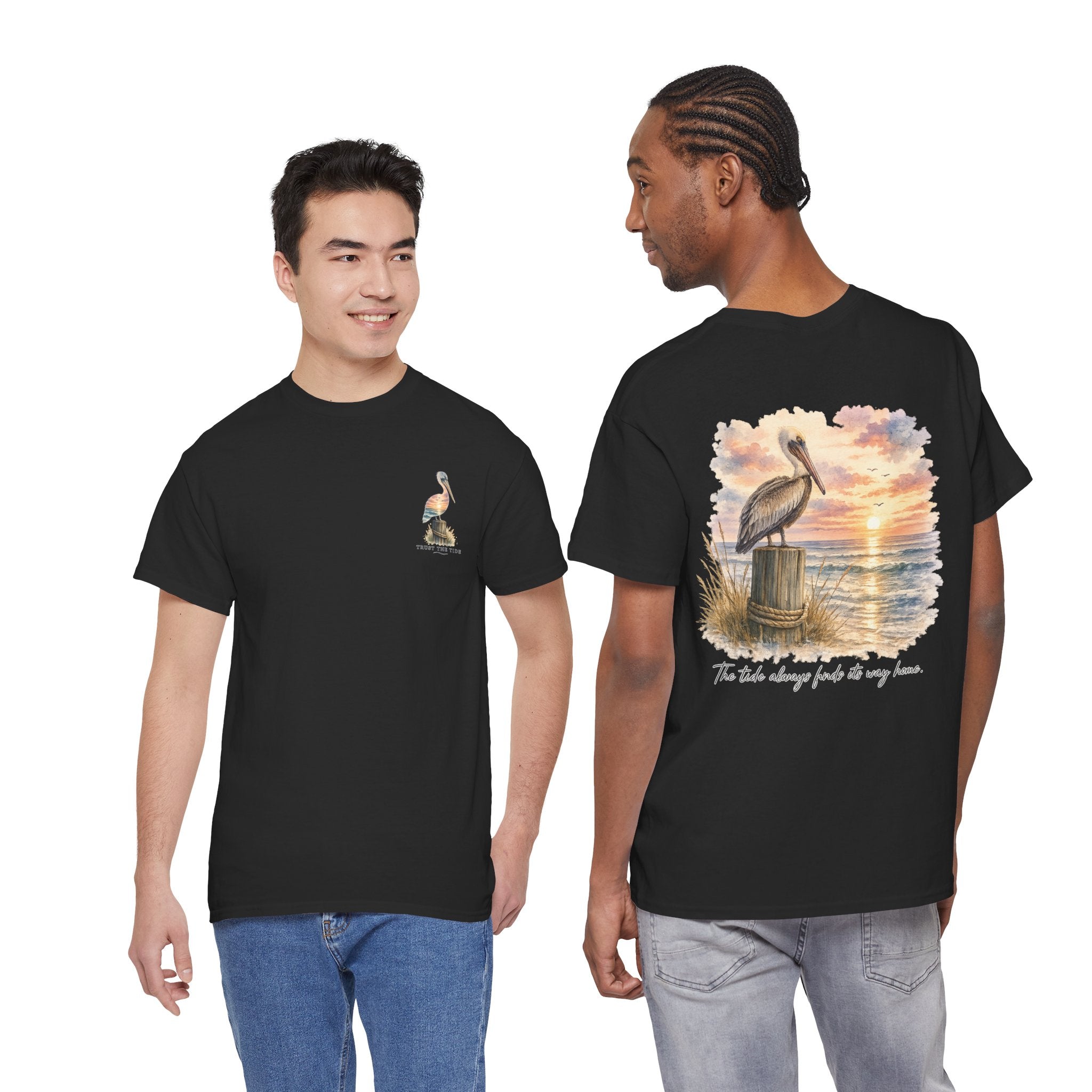 Graceful Swan - Peaceful Lake Sunset Graphic T-Shirt