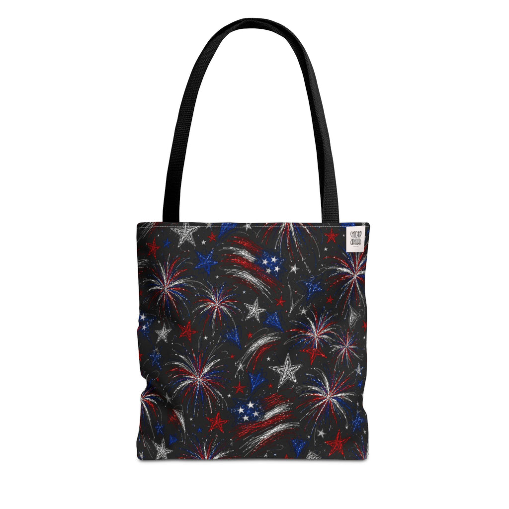 Fireworks Pattern - 4th of July - All Over Print Tote Bag - Black