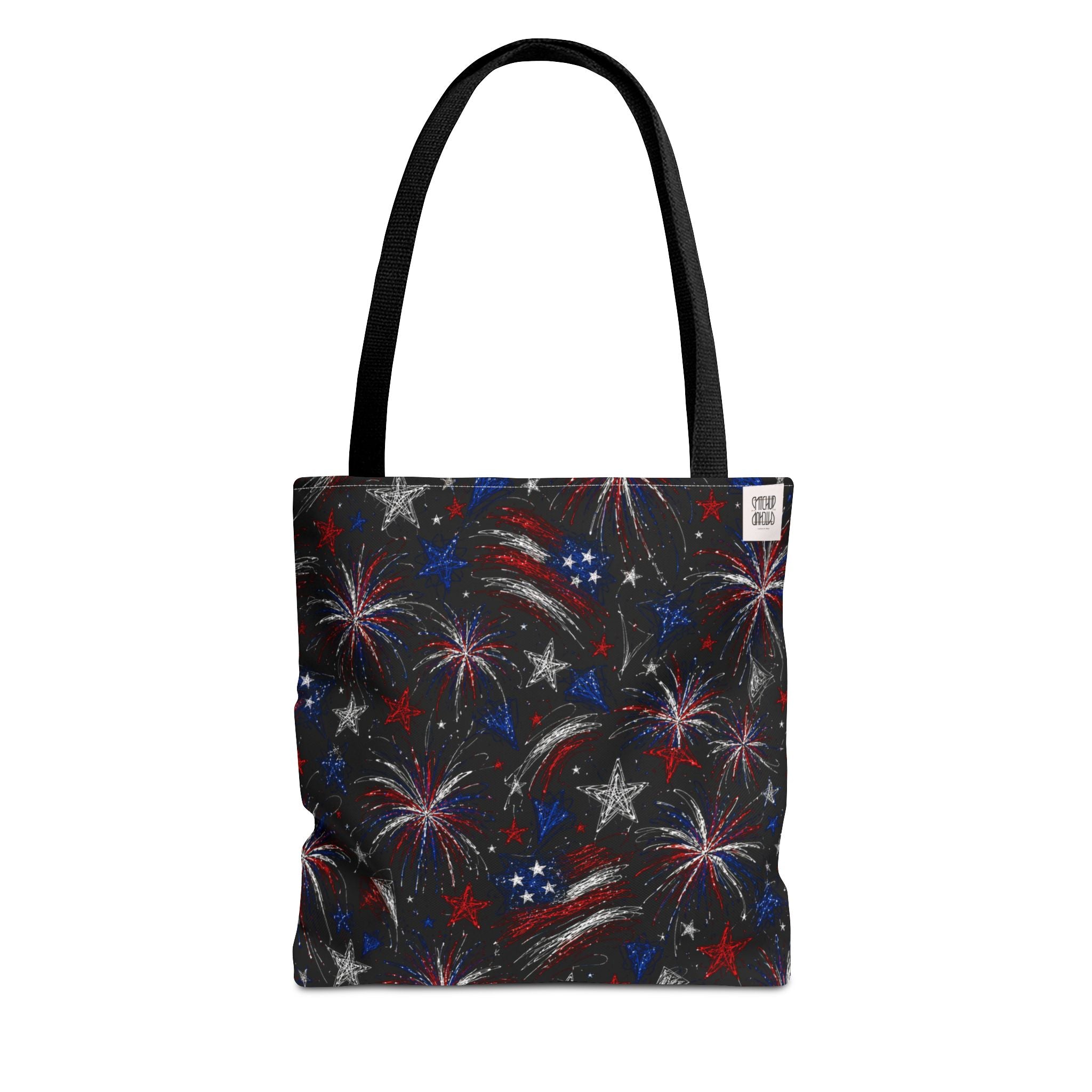 Fireworks Pattern - 4th of July - All Over Print Tote Bag - Black
